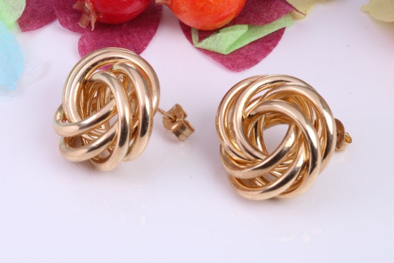 33mm A Coste Orecchini Stile Creolo 9ct Oro Giallo - Foto 8