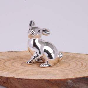 Small Rabbit Miniature Figurine, Made from Cast 925 Grade Sterling Silver with British Hallmark