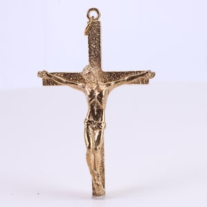 Large and Chunky 54 mm Long Gold Crucifix, Made from Solid Yellow Gold, British Hallmarked