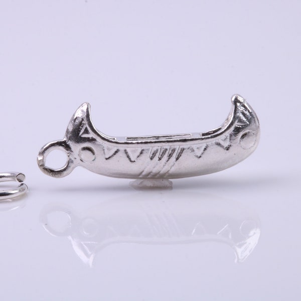 Canoe Charm, Traditional Charm, Made from Solid 925 Grade Sterling Silver, Complete with Attachment Link