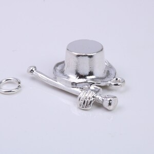 Magische hoed bedel, traditionele bedel, gemaakt van massief 925 sterlingzilver, compleet met bevestigingslink