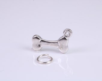 Dog Bone Charm, Made from Solid Cast Silver, Complete with Attachment Link