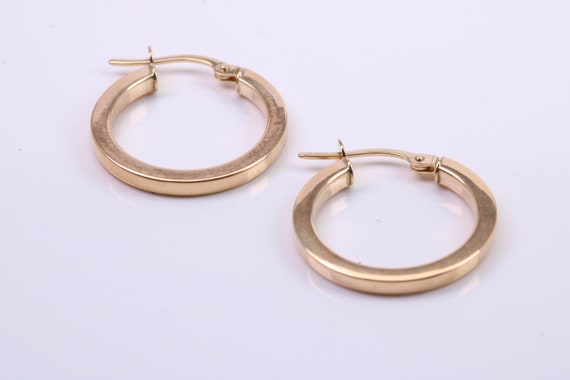 33mm A Coste Orecchini Stile Creolo 9ct Oro Giallo - Foto 9