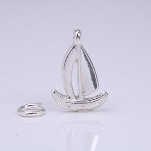 Segeln Dingy Charm, traditioneller Charm, aus massivem 925er Sterlingsilber, komplett mit Befestigungsglied