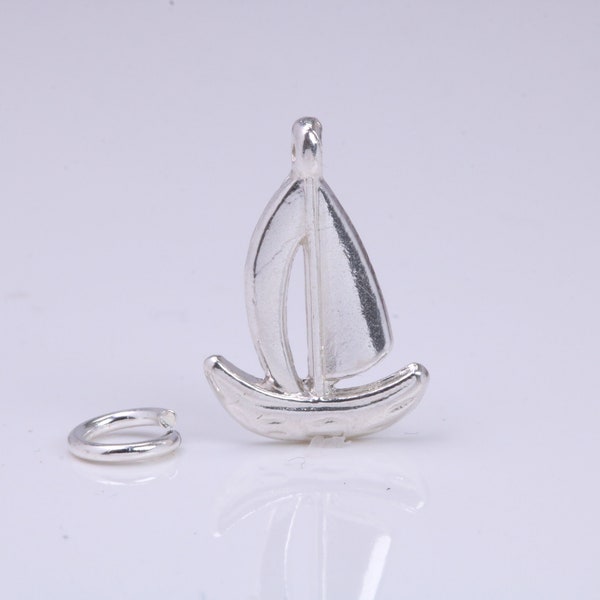 Sailing Dingy Charm, Traditional Charm, Made from Solid 925 Grade Sterling Silver, Complete with Attachment Link