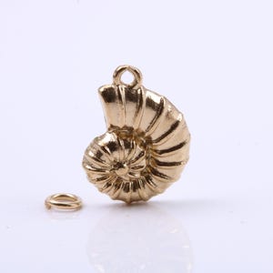 Sea Shell Charm, Made from Solid Cast Yellow Gold, British Hallmarked