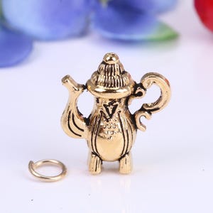 Teapot Charm, Made from Solid Cast Yellow Gold, British Hallmarked