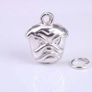 Bull Dog Charm, Traditional Charm, Made from Solid 925 Grade Sterling Silver, Complete with Attachment Link