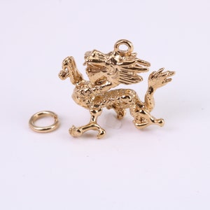 Oriental Dragon Charm, Traditional Charm, Made from Solid Yellow Gold, British Hallmarked, Complete with Attachment Link