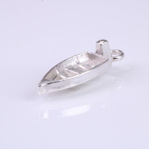 Dingy Boat Charm, traditioneller Charm, aus massivem 925er Sterlingsilber, komplett mit Befestigungsglied