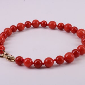Red Coral Gold Bracelet,18k Gold Bracelets, 14k to 18k Solid