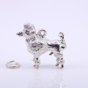 Large Poodle Dog Charm, Traditional Charm, Made from Solid 925 Grade Sterling Silver, Complete with Attachment Link