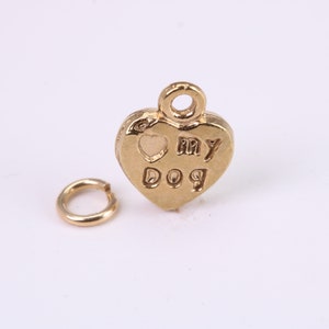 Love My Dog Charm, Traditional Charm, Made from Solid Yellow Gold, British Hallmarked, Complete with Attachment Link