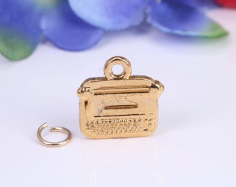 Vintage Typewriter Charm, Traditional Charm, Made from Solid Cast Yellow Gold, British Hallmarked