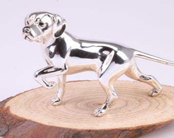 Pointer Dog Miniature Figurine, Made from Cast 925 Grade Sterling Silver with British Hallmark