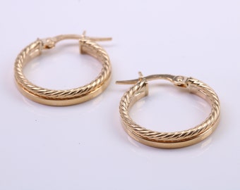 Pendientes Criollo De Aro Redondo Estampado De 18 mm Hechos De Oro Amarillo De 9 Ct