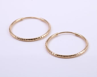 23 mm Round Diamond cut Hoop Sleeper Earrings Made from 9ct Yellow Gold