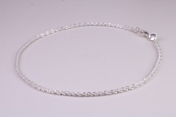 Fancy Link Sterling Silver Bracelet, 2.50 Mm Wide and 9