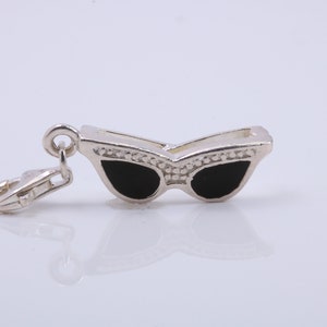 Spectacles Charm, Traditional Charm, Made from Solid 925 Grade Sterling Silver, Complete with Attachment Link
