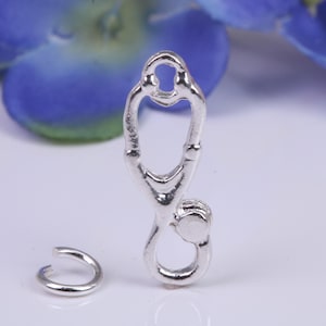 Stethoscope Charm, Traditional Three Dimensional Charm, Made from Solid Cast Silver