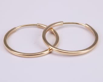 28 mm Round Sleeper Earrings Made from 9ct Yellow Gold
