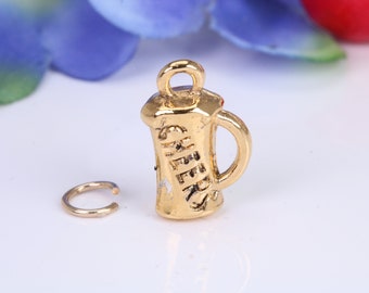 Pint of Beer Charm, Traditional Charm, Made From Solid Cast Yellow Gold with British Hallmark