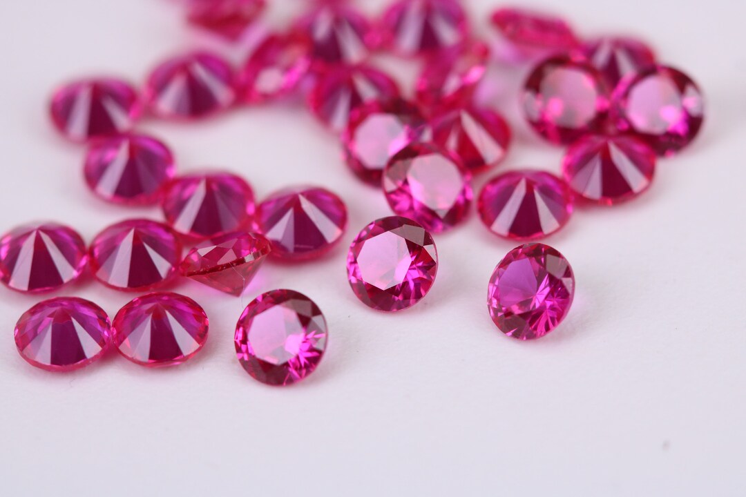 Sc Ruby Round Cut AAA Grade Ruby Red Cubic Zirconia, Top Colour and Luster ...