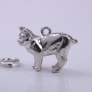 Manx Cat Charm, Traditional Charm, Made from Solid 925 Grade Sterling Silver, Complete with Attachment Link