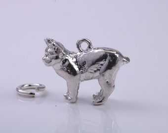 Manx Cat Charm, Traditional Charm, Made from Solid 925 Grade Sterling Silver, Complete with Attachment Link