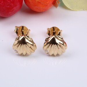 Sea Shell Cubic Zirconia set Earrings, Made from Solid 925 Grade Sterling Silver and 18ct Yellow Gold Plated