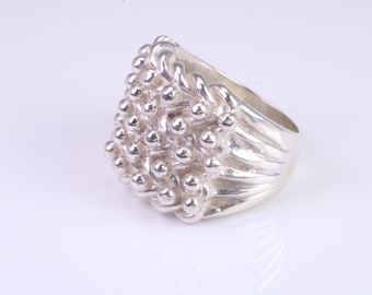 Anillo Keepers, anillo muy grande, muy sustancial y muy, muy pesado, plata esterlina fundida sólida de grado 925, sello británico