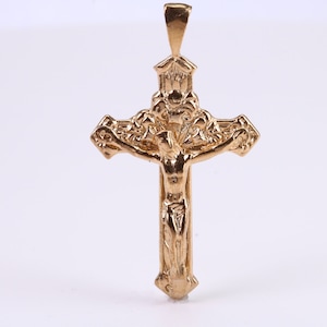 Chunky 45 mm Long Gold Crucifix, Made from Solid Yellow Gold, British Hallmarked