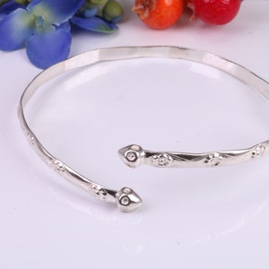 Flexible Open end Solid Silver Bangle