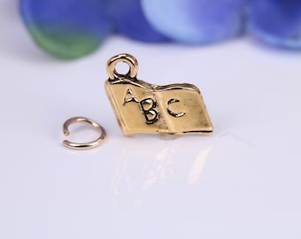 Reading Book Charm, Made from Solid Cast Yellow Gold, British Hallmarked