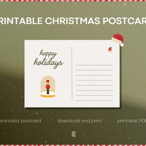 Minimalistische Weihnachtspostkarte | Druckbare Feiertagskarte | Schreiben Sie an Familie & Freunde
