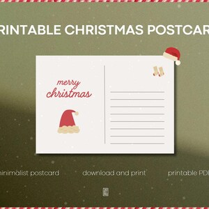 Minimalistische Weihnachtspostkarte | Druckbare Feiertagskarte | Schreiben Sie an Familie & Freunde