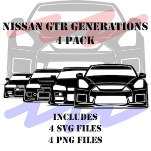 JDM Skyline Generations SVG 4 Pack - GTR designs for vinyl cutting decals, stickers, cnc machine, shirt and/or hoodie printing hdt