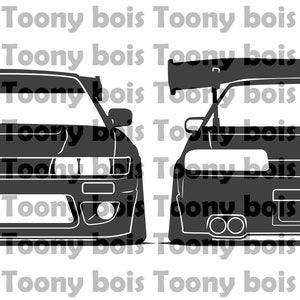JDM S13 2 pack SVG Files - RB Nissan Silvia 180sx design for vinyl cutting decals, stickers, cnc machine, shirt and/or hoodie printing hdt