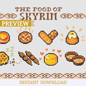 La comida de Skyrim: patrón de punto de cruz de Rolitae (descarga instantánea en PDF)