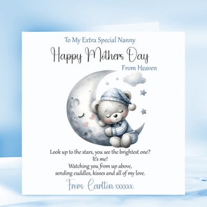 Bereaved Mother's Day card, Baby loss Mother's Day card, Angel Baby card,Heavenly Card Any recipient - Mummy-Nanny- Nana heart - Blinky Bear