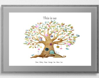 DIGITAL DOWNLOAD VERSION Family Tree  family portrait, first christmas gifts for mum, personalised gifts for dad, grandparent