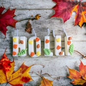 Fall Color Alphabet Candles Alphabet Birthday Candle Soy Wax Birthday Candles Cake Topper Custom Candles image 1