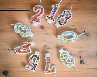 Sprinkle Number Candles | Soy wax Birthday Candles | Custom Candles | 1, 2, 3, 4, 5, 6, 7, 8, 9, 0