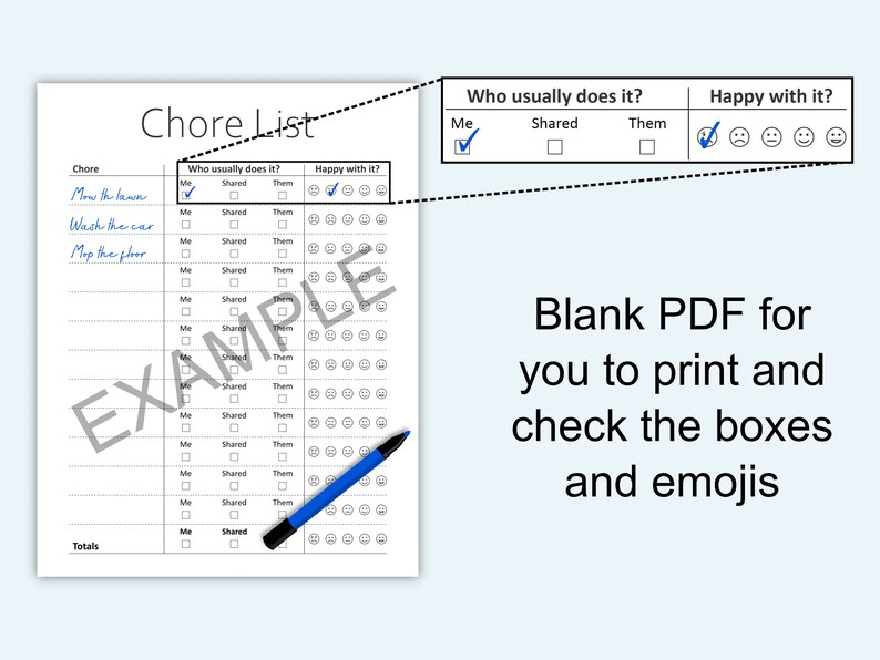 Chore Chart for Adults Printable &amp; Editable PDF Chore List - Etsy
