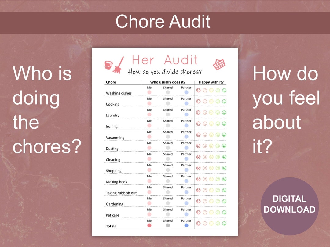 Chore Chart for Adults Printable &amp; Editable PDF Chore - Etsy UK
