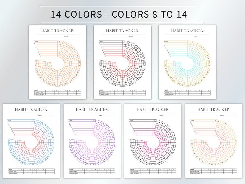 Printable Circle Habit Tracker, Monthly Goal Tracker, US Letter & A4 ...