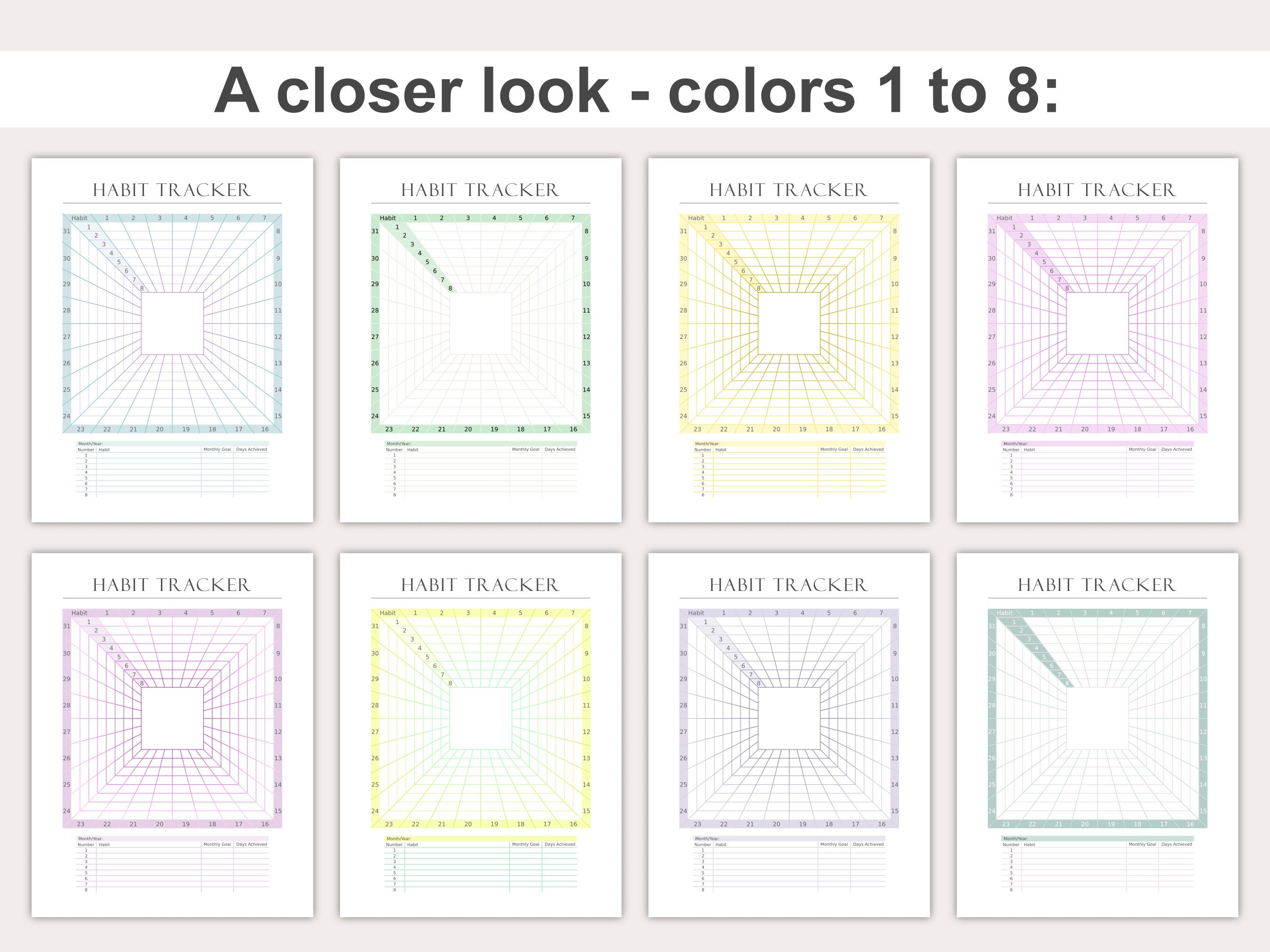 Printable Habit Tracker, Monthly Goal Tracker, 4 Sizes, Downloadable ...