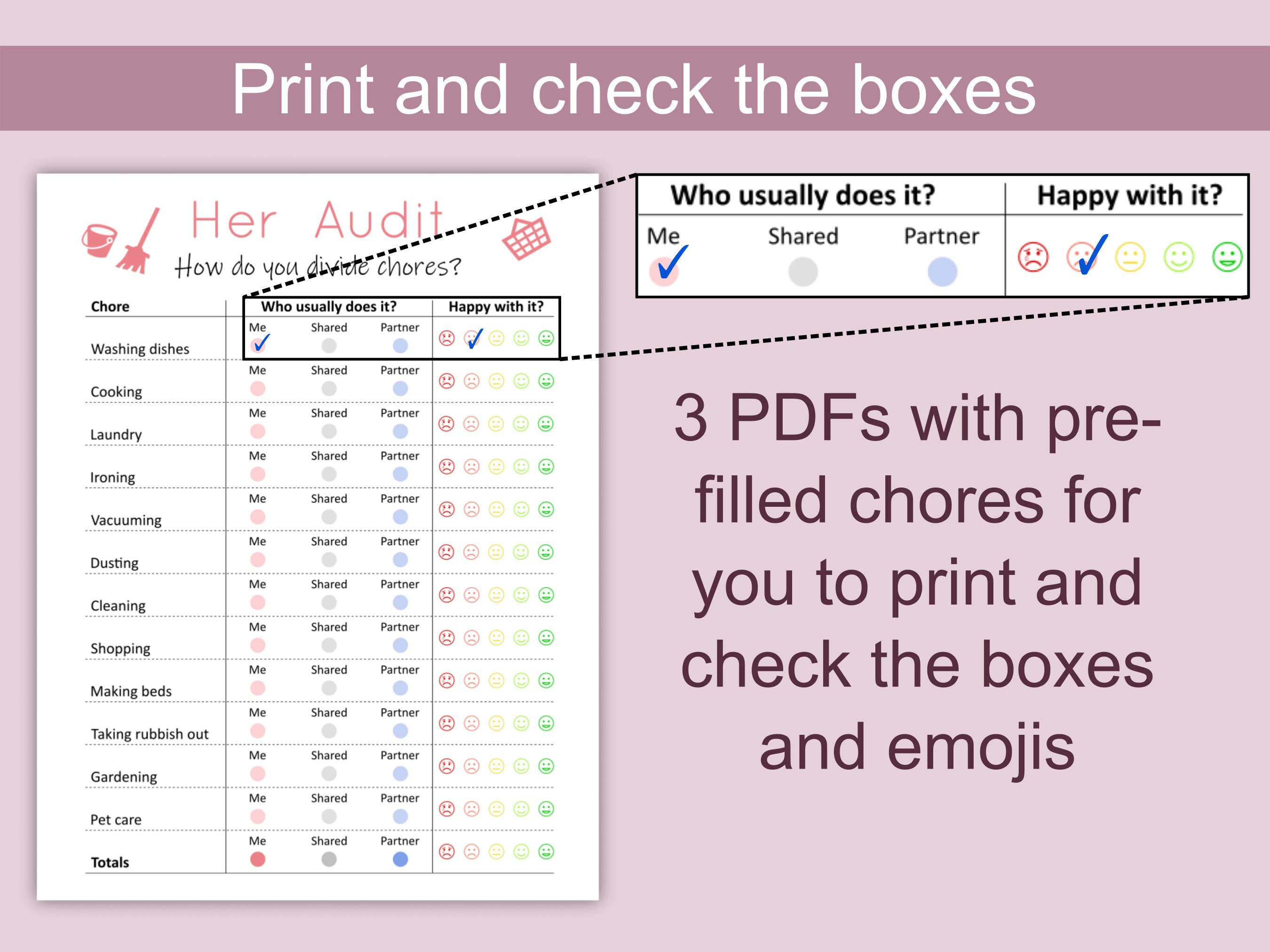 Chore Chart for Adults | Printable &amp; Editable PDF | Chore Audit ...