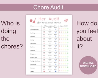 Chore chart for adults | Printable & Editable PDF | Chore Audit | Checklist | Instant Download | Responsibility Chart | Dividing chores
