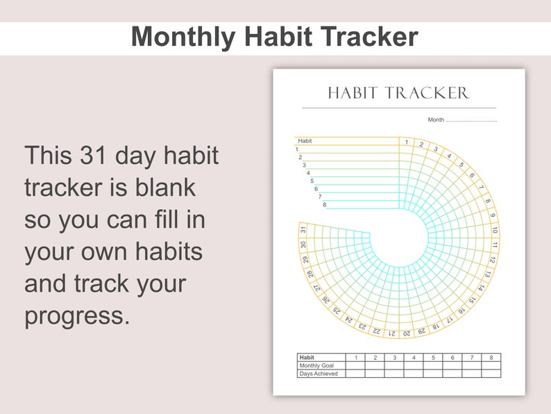 Printable Circle Habit Tracker Monthly Goal Tracker US - Etsy